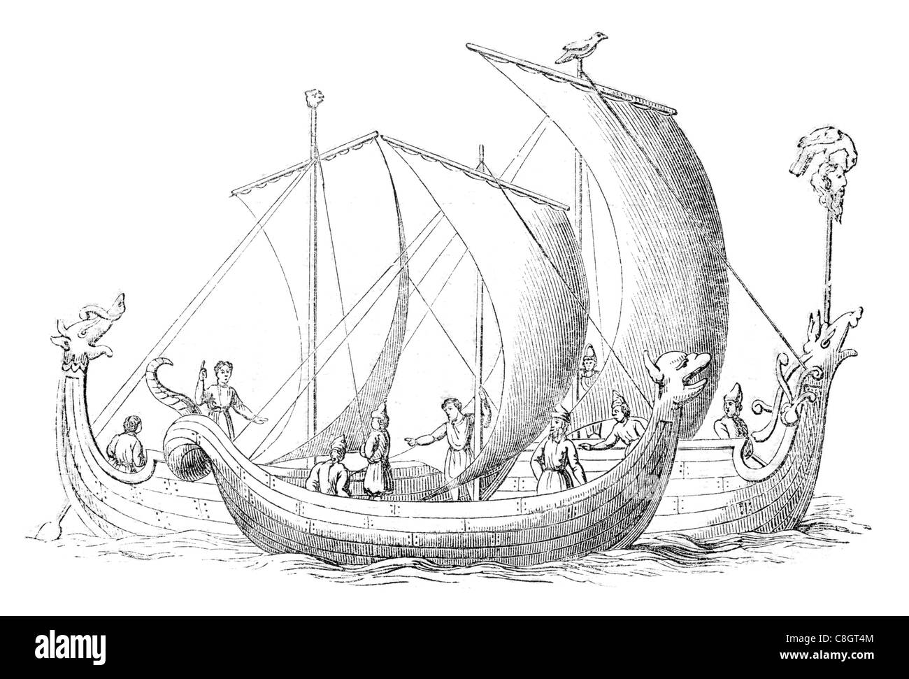 Anglo-Saxon-Schiff Segel Segeln Segler Schiffe Schifffahrt marine Naval Marine Schiff Fracht waren See Meer Transport Angeln Krieg Stockfoto