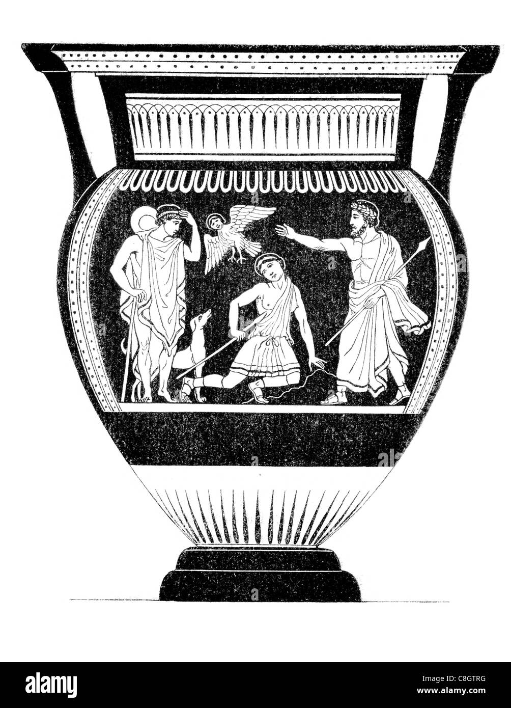 Etruskische schwarze Figur Vase painting7th 4. BC griechischen Etrusker Keramik Etrurien dekoriert Reich Vasen schwere Korinth Pontischen Götter Stockfoto