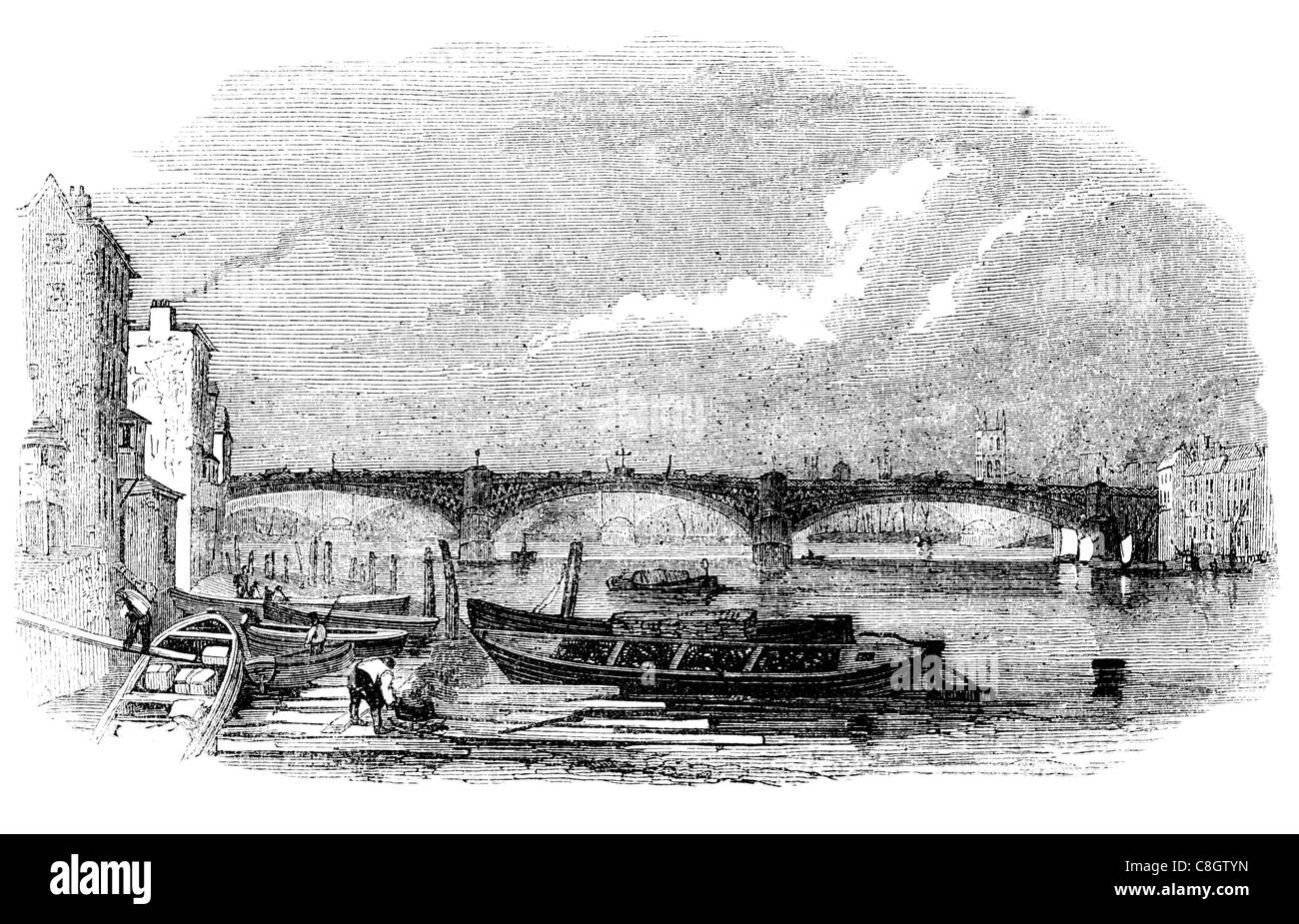 Southwark Bridge Bogen Verkehr Fluss Themse London England Ernest George Basil Mott Sir William Arrol & Co. Stockfoto