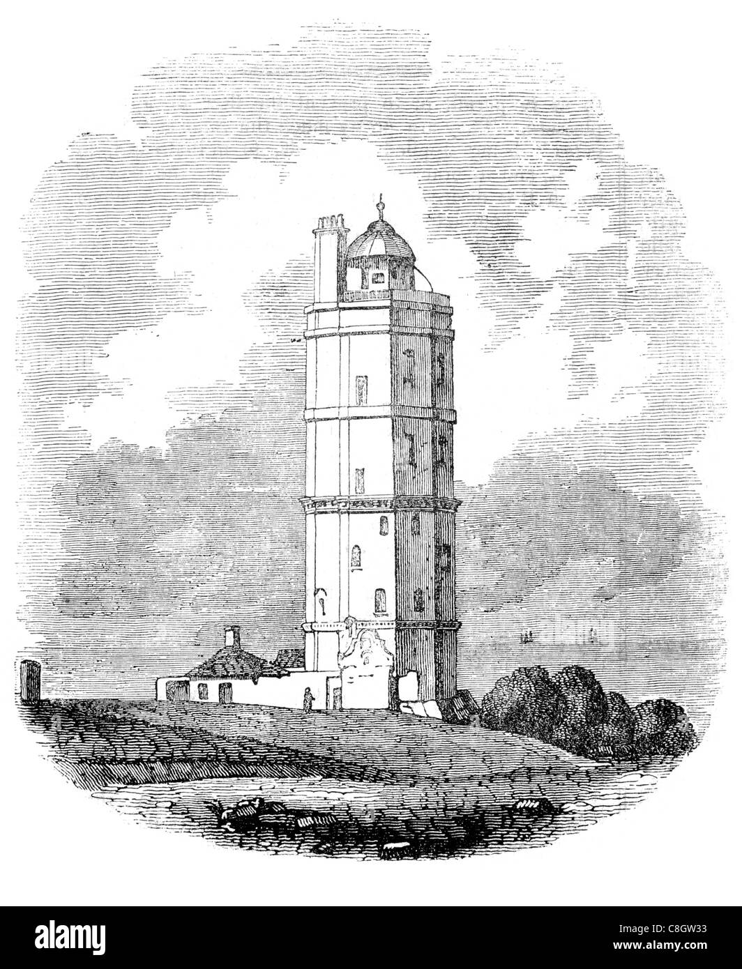 North Foreland Leuchtturm Kreide Landzunge Kent Küste England Insel Thanet Goodwin Sands 1636 Sir John Meldrum Südostküste Stockfoto