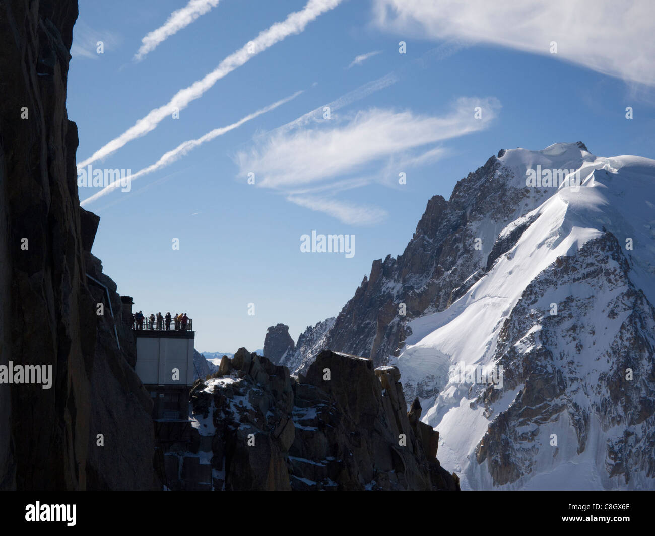 Anzeigen von Plattform, Aiguille du Midi Chamonix, Frankreich Stockfoto
