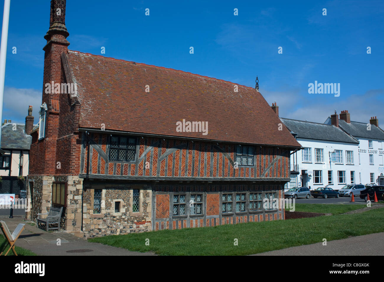 Die Moot Hall Museum am Markt Cross in Aldeburgh, Suffolk Stockfoto