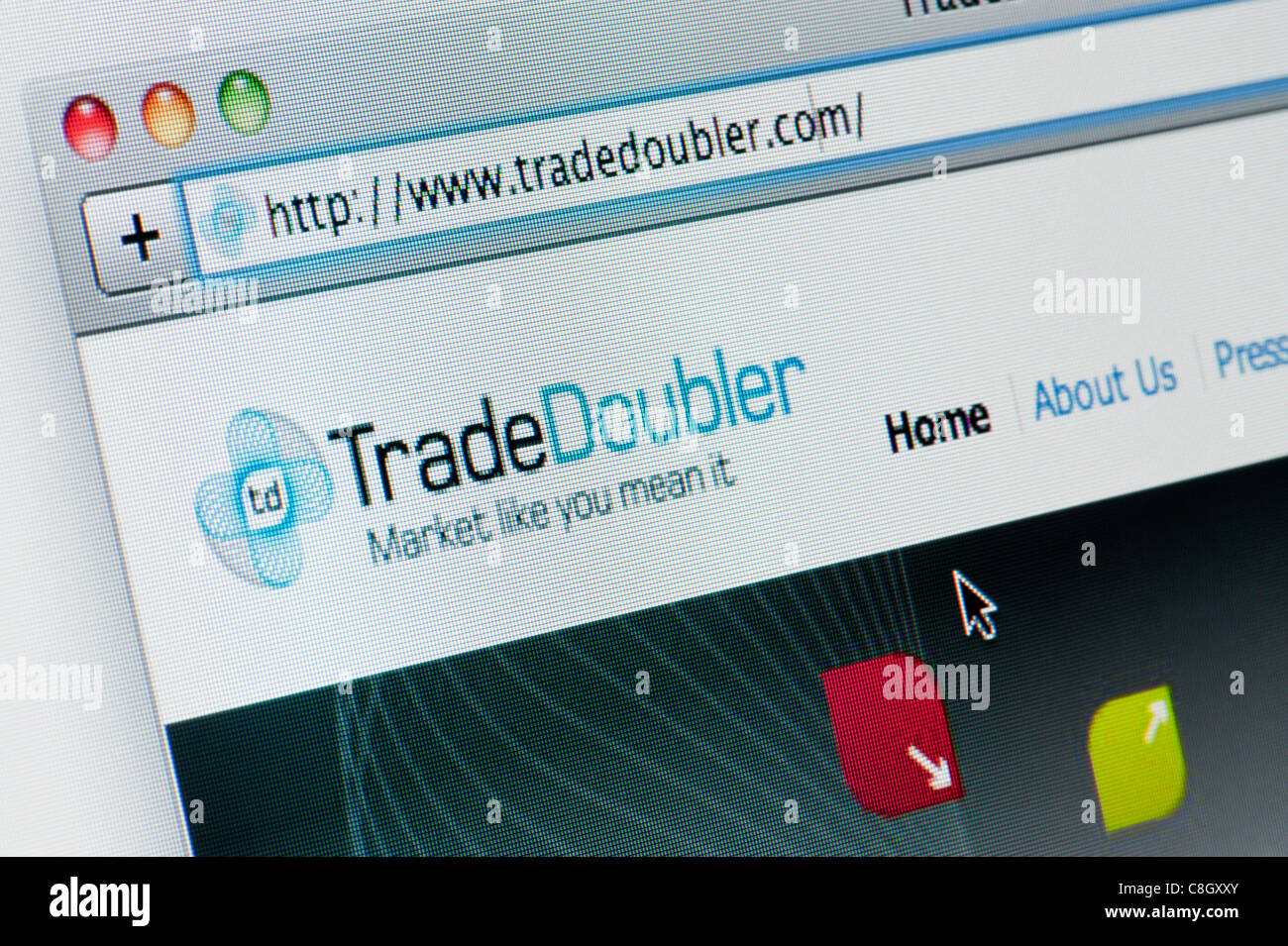 Nahaufnahme des Trade Doubler Logos, wie auf ihrer Website zu sehen. (Nur zur redaktionellen Verwendung: print, TV, e-Book und redaktionelle Webseite). Stockfoto