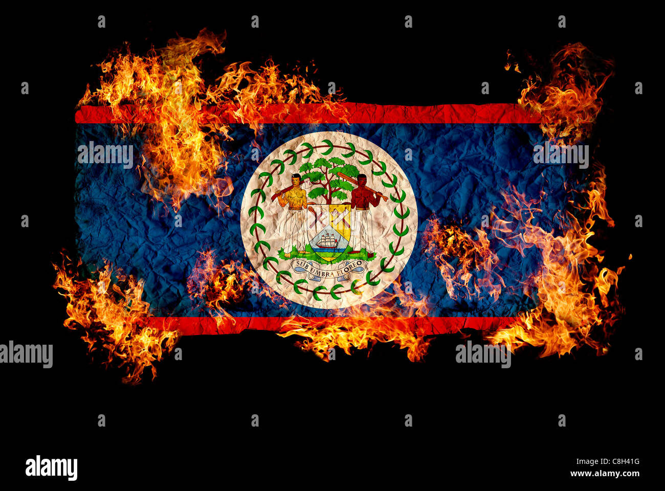 Nationale Symbole und Flagge von Belize Stockfotografie - Alamy