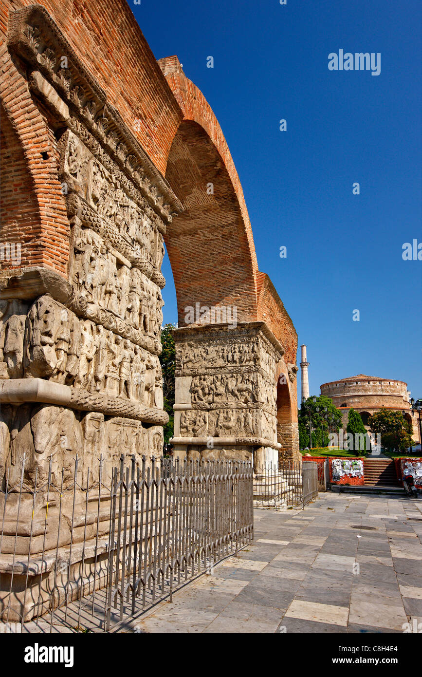 Der Bogen des Galerius (in weltanschauliche Rotonda), auch bekannt als "Kamara" eines der wichtigsten Denkmäler von Thessaloniki, Griechenland. Stockfoto