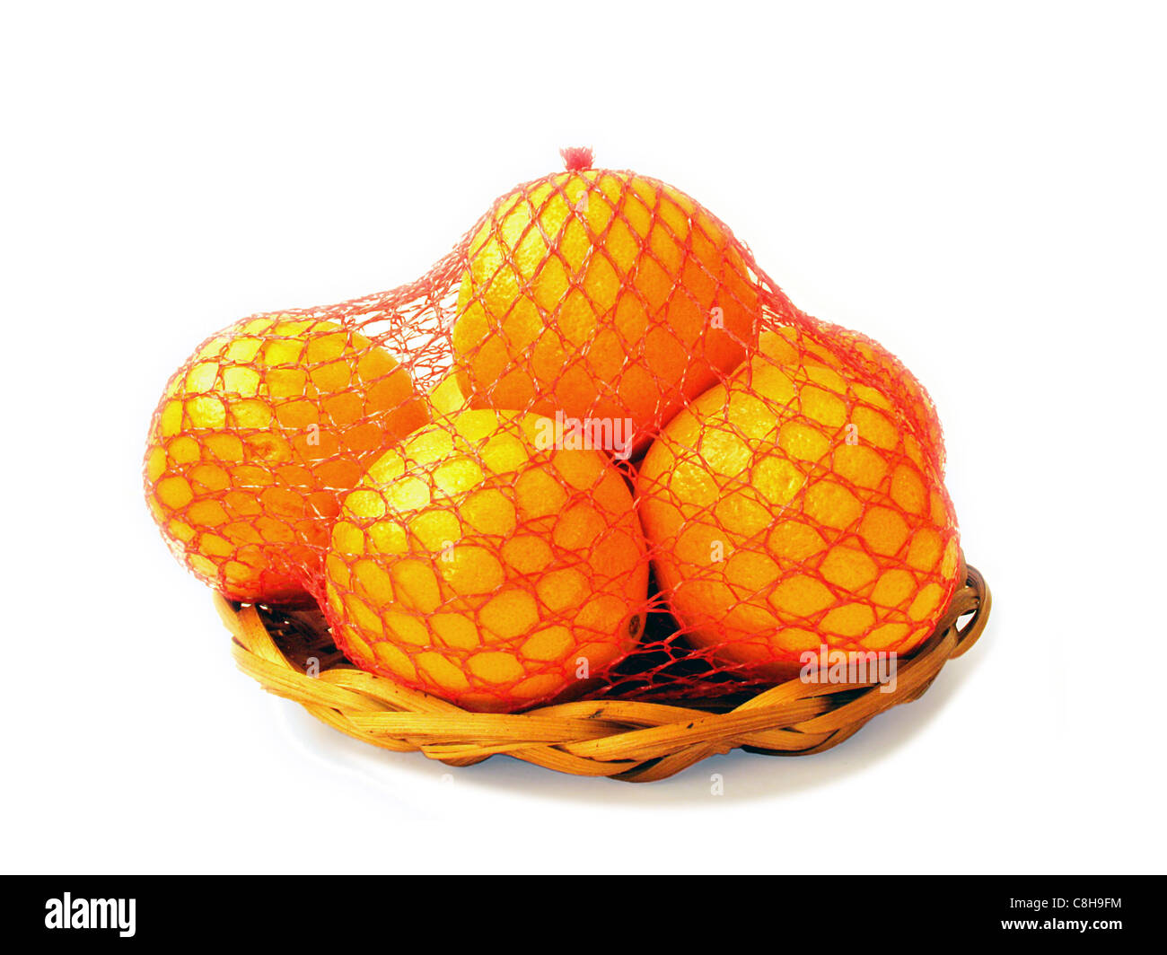 Orangen, isoliert auf weiss Stockfoto