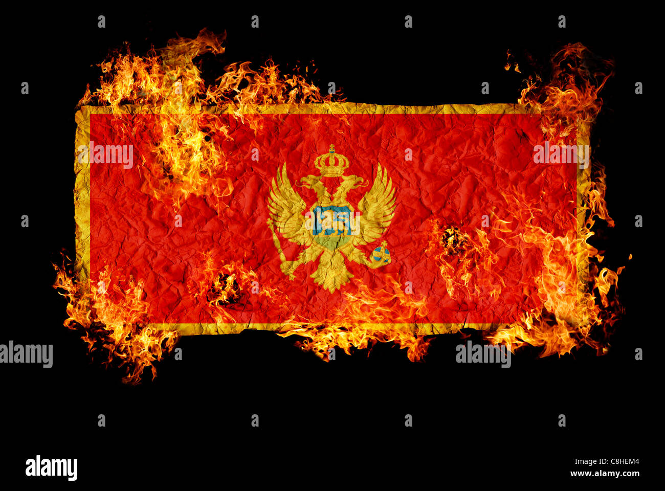 Nationale Symbole und Flagge Montenegros Stockfotografie Alamy