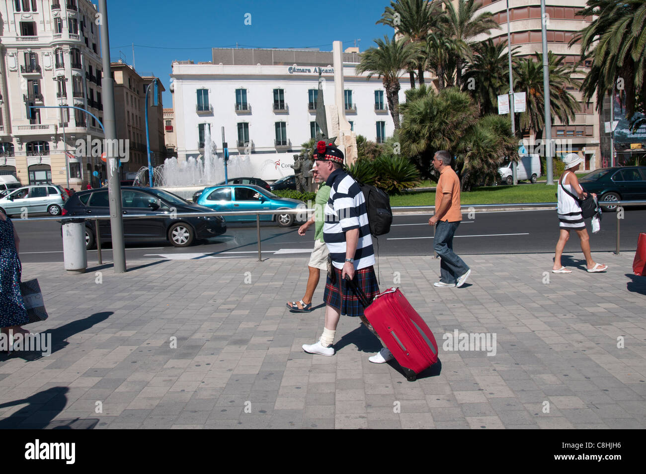 Ein schottischer Fußball eine kommt in Alicante vor dem Qualifying Spiel Spanien gegen Schottland Fußball Euro. Stockfoto