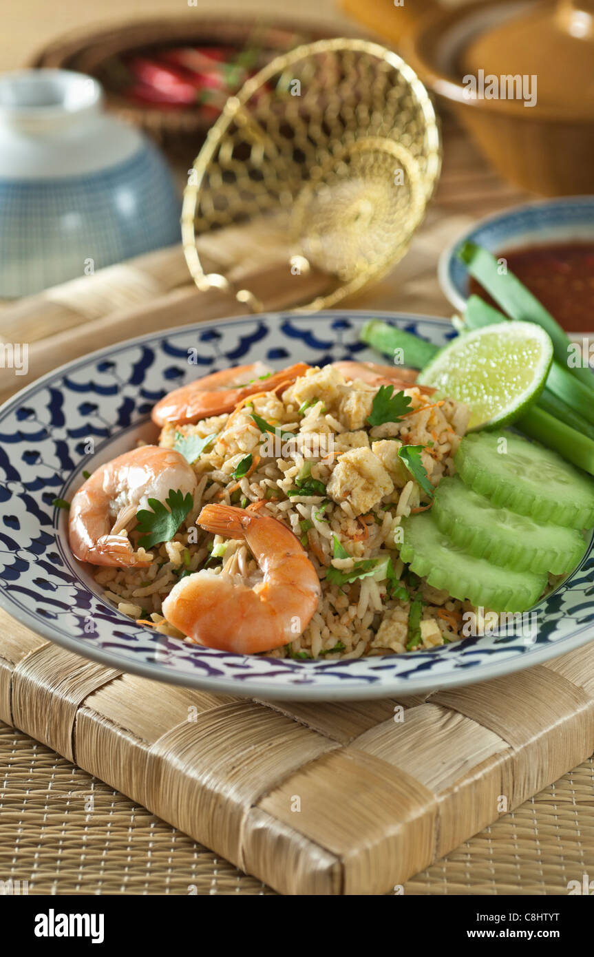 Thai Garnelen gebratener Reis Khao Pad goong Stockfoto