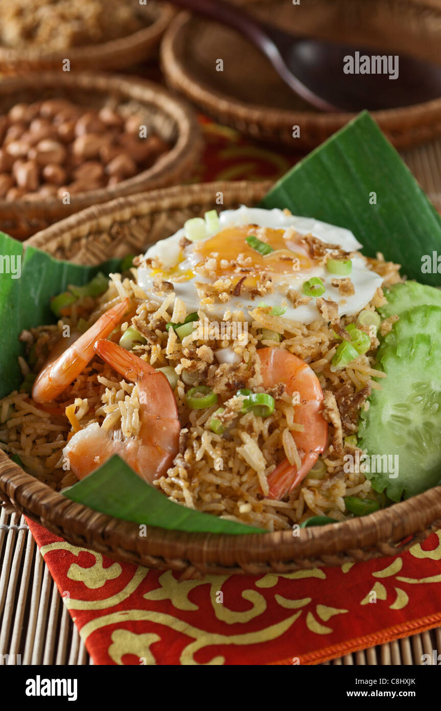 Nasi Goreng Indonesien gebratener Reis Stockfoto