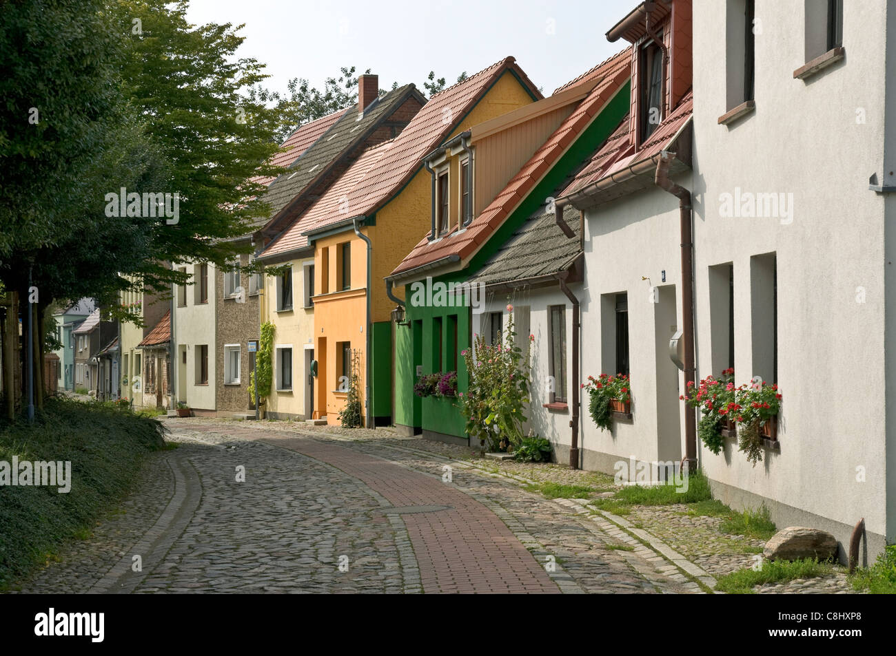 Einer ruhigen Straße in der Stadt Barth, Mecklenburg-Western Pomerania, Deutschland, Europa Stockfoto