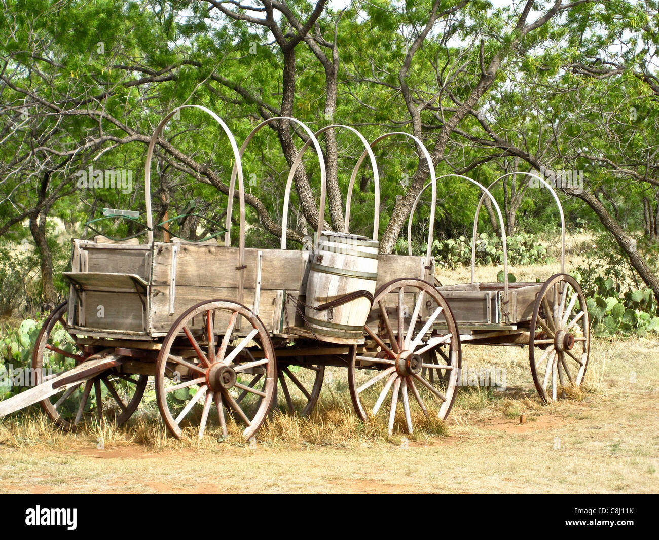 Fort, Phantom Hill, National Historic Landmark, Ruinen, Texas, Texas Forts Trail, USA, USA-Texas, Wagen Stockfoto