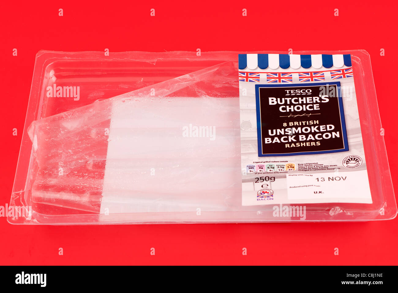 Leere durchsichtigen Kunststoff Verpackung Tablett für Speck Speck Stockfoto