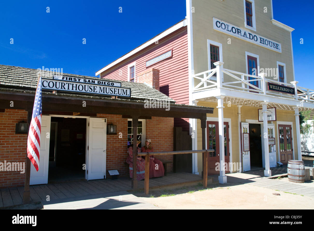 Courthouse Museum und Colorado House in Old Town San Diego State historischen Park, Kalifornien, USA. Stockfoto