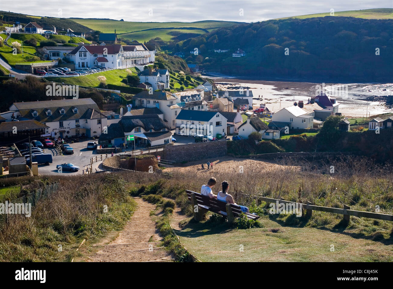 Hoffnung-Bucht in South Devon mit äußeren hoffen im Vordergrund Stockfoto