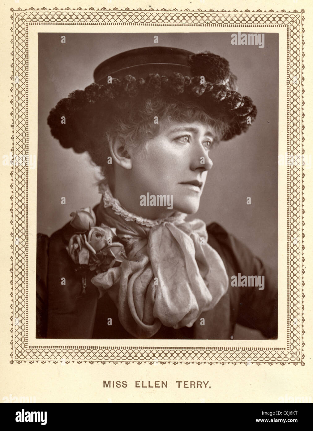 Vintage Foto aus dem Jahr 1883 Dame Ellen Terry eine englische Bühnenschauspielerin, Shakespeare Hauptdarstellerin wurde Stockfoto