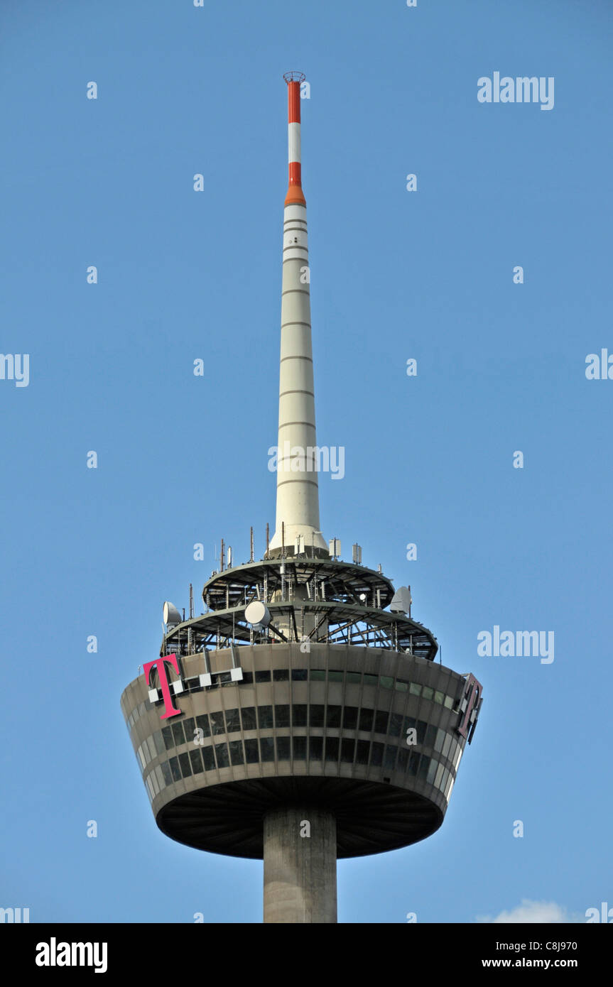 Architektur, Bürohaus, blockieren, Deutschland, Europa, Turm, Fernsehturm, Firmenlogos, Markennamen, Mediapark, Broadcasti Stockfoto