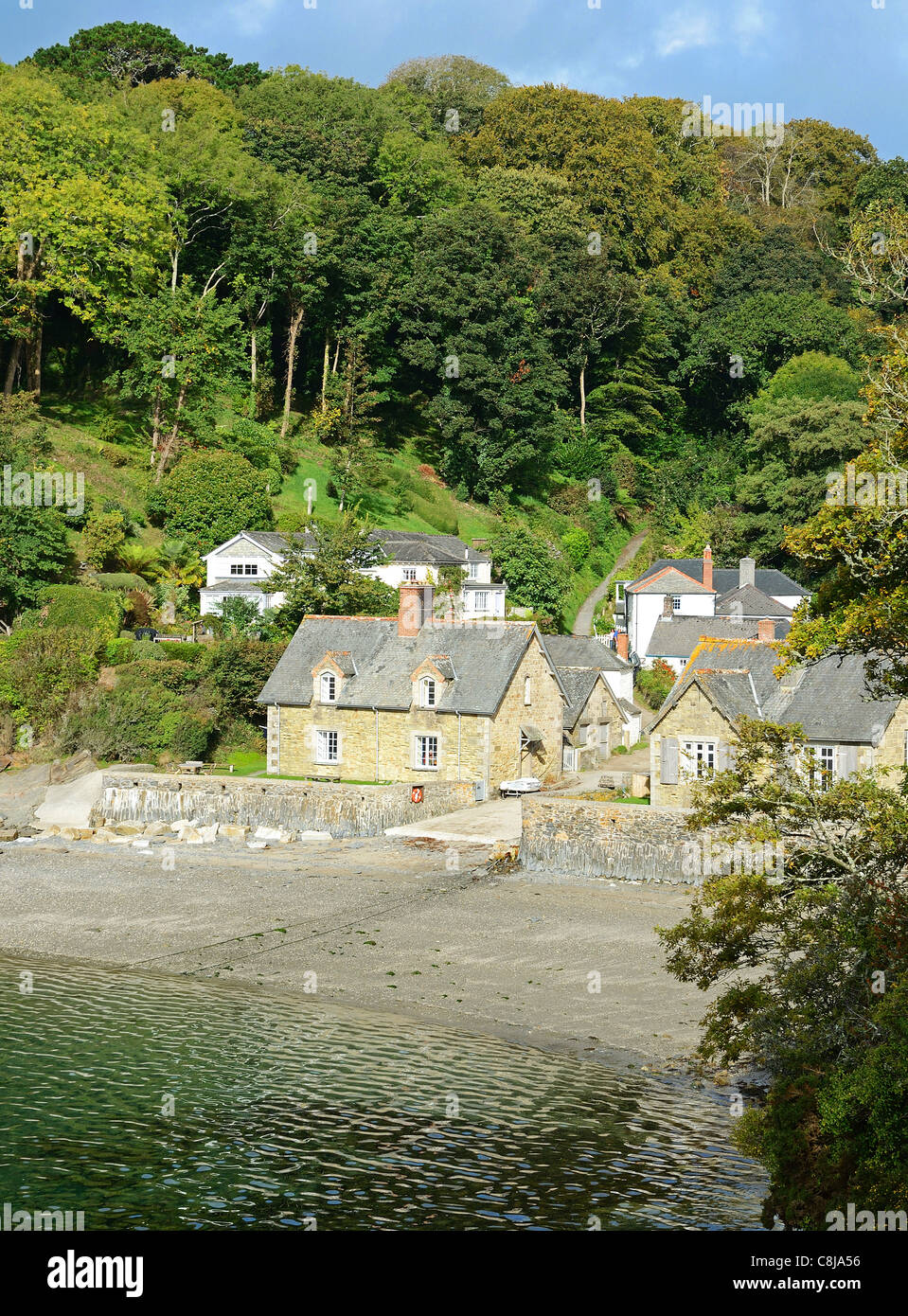 der Weiler Durgan am Helford River in der Nähe von Mawnan Smith in Cornwall, Großbritannien Stockfoto