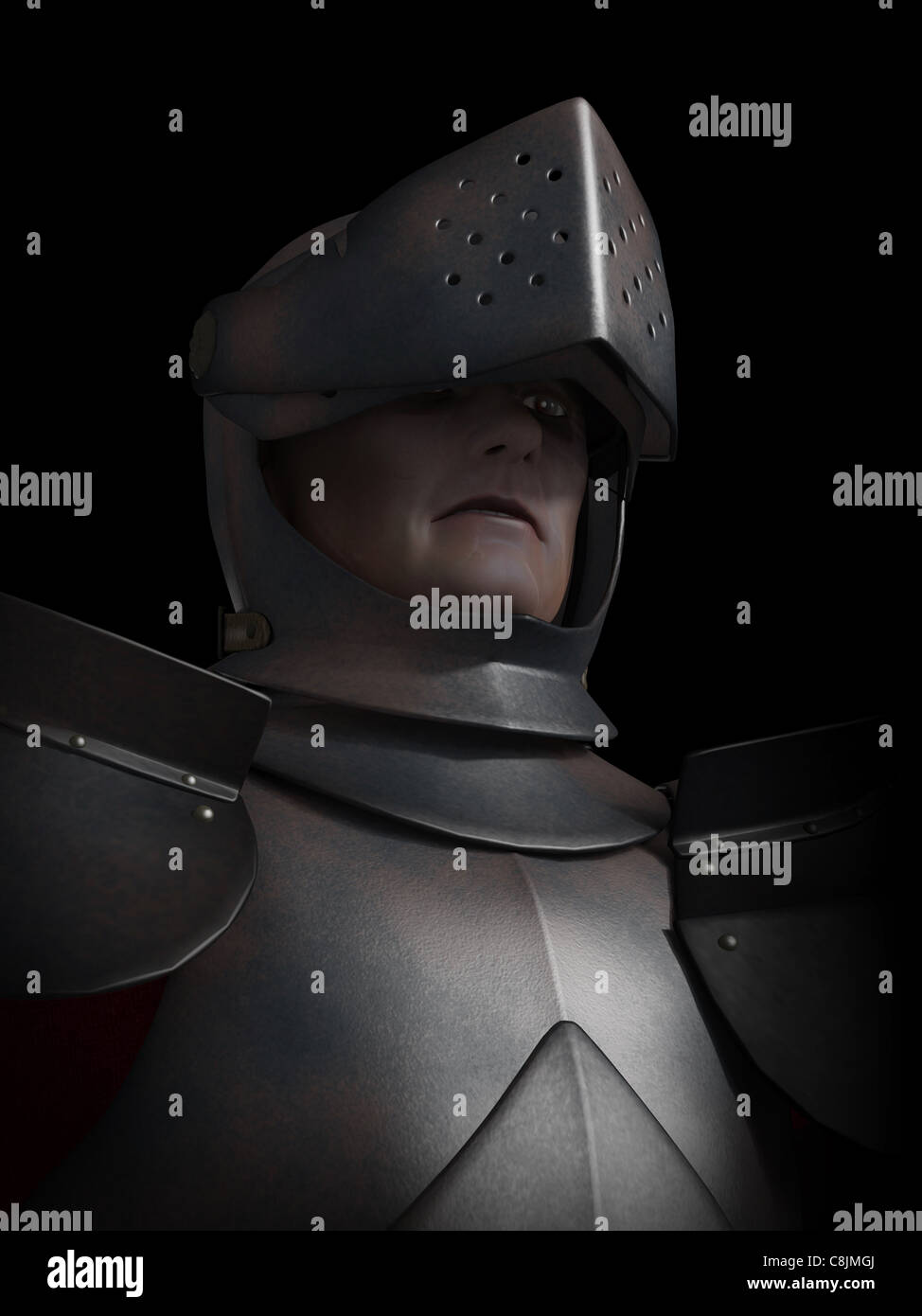 Battle Knight Portrait gezeichnet Stockfoto