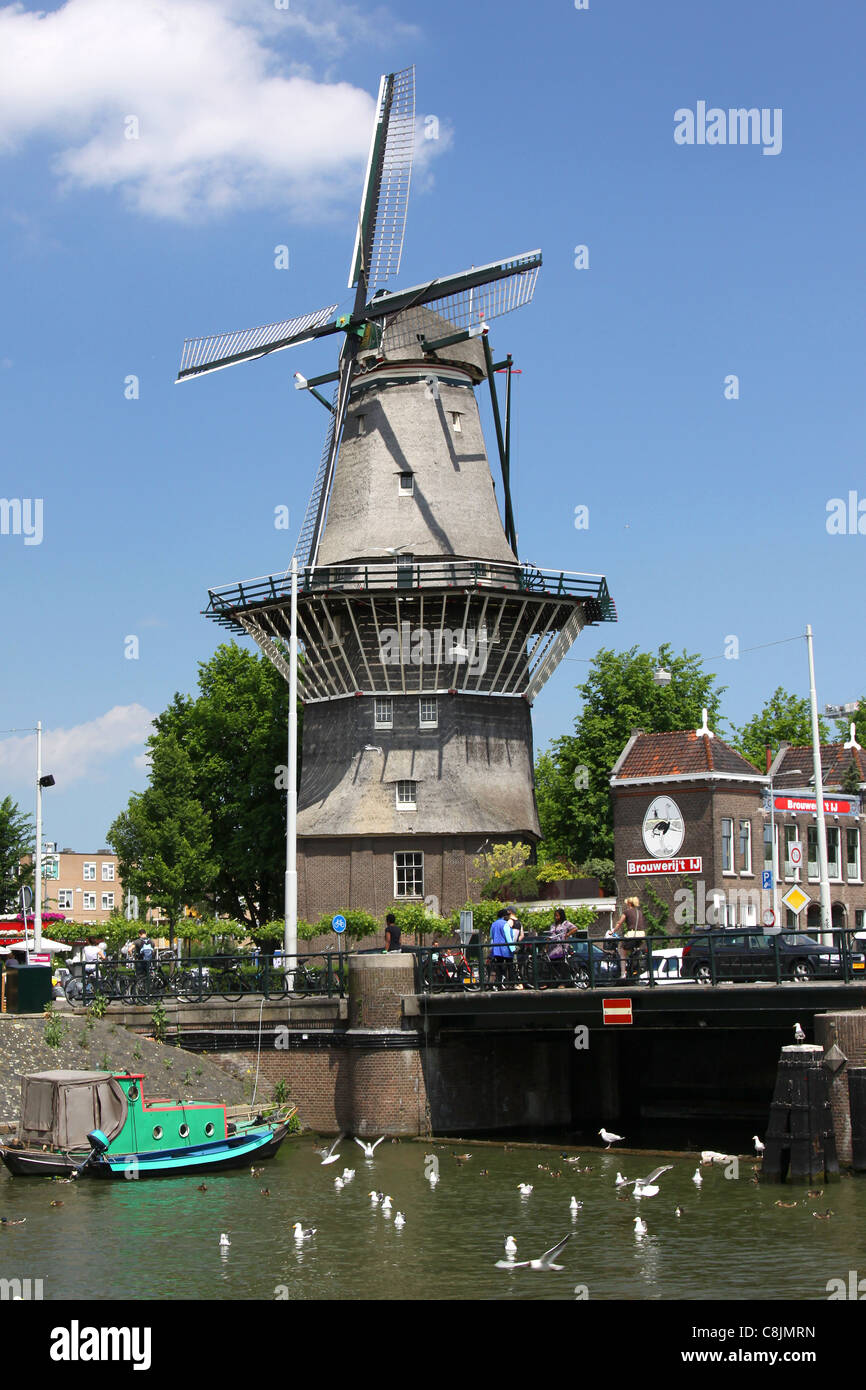 De Gooyer Windmühle, Amsterdam Stockfoto