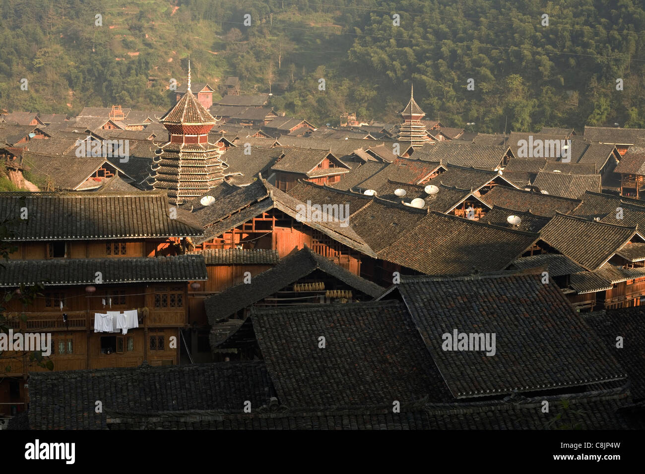 Zhaoxing, Guizhou, China, Miao, Dong, Asien, Minderheit, Dorf, Menschen, Berge Stockfoto