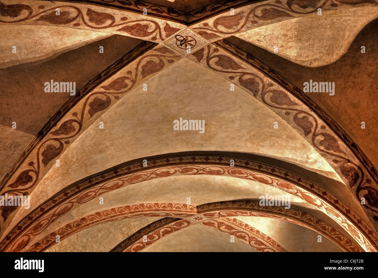 Decke einer Abtei in der Toskana, Italien Stockfoto