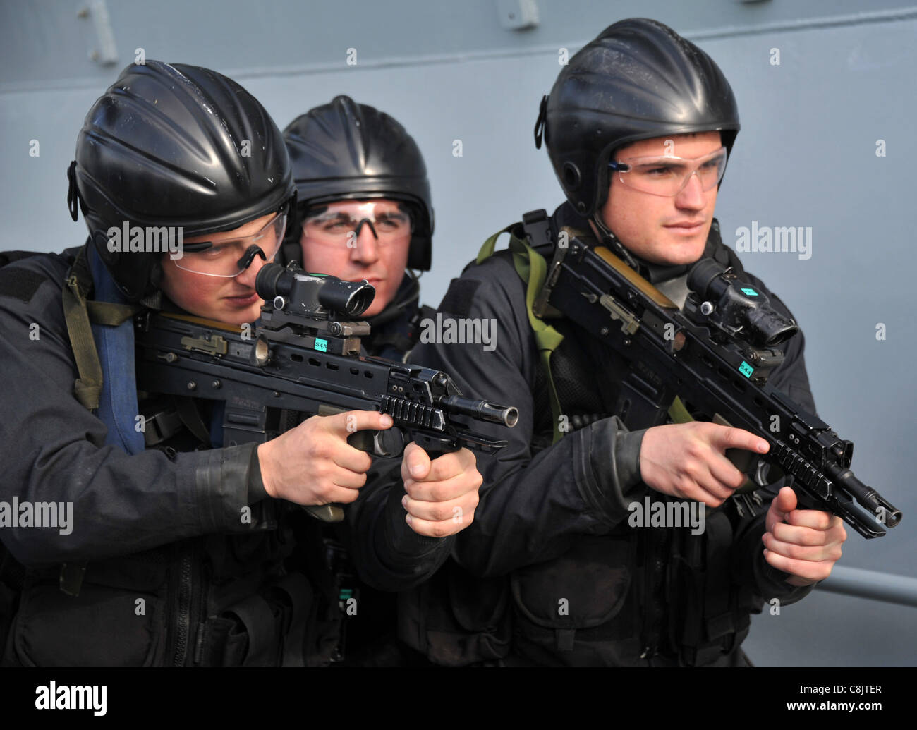 Royal Navy und Royal Marines Anti-Piraterie-Ausbildung Stockfoto