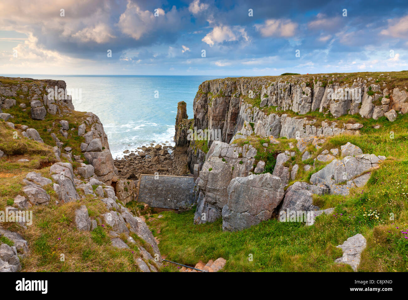 Kapelle St. Govan ein 13. Jahrhundert geplante Ancient Monument in Pembrokeshire Coast National Park Stockfoto