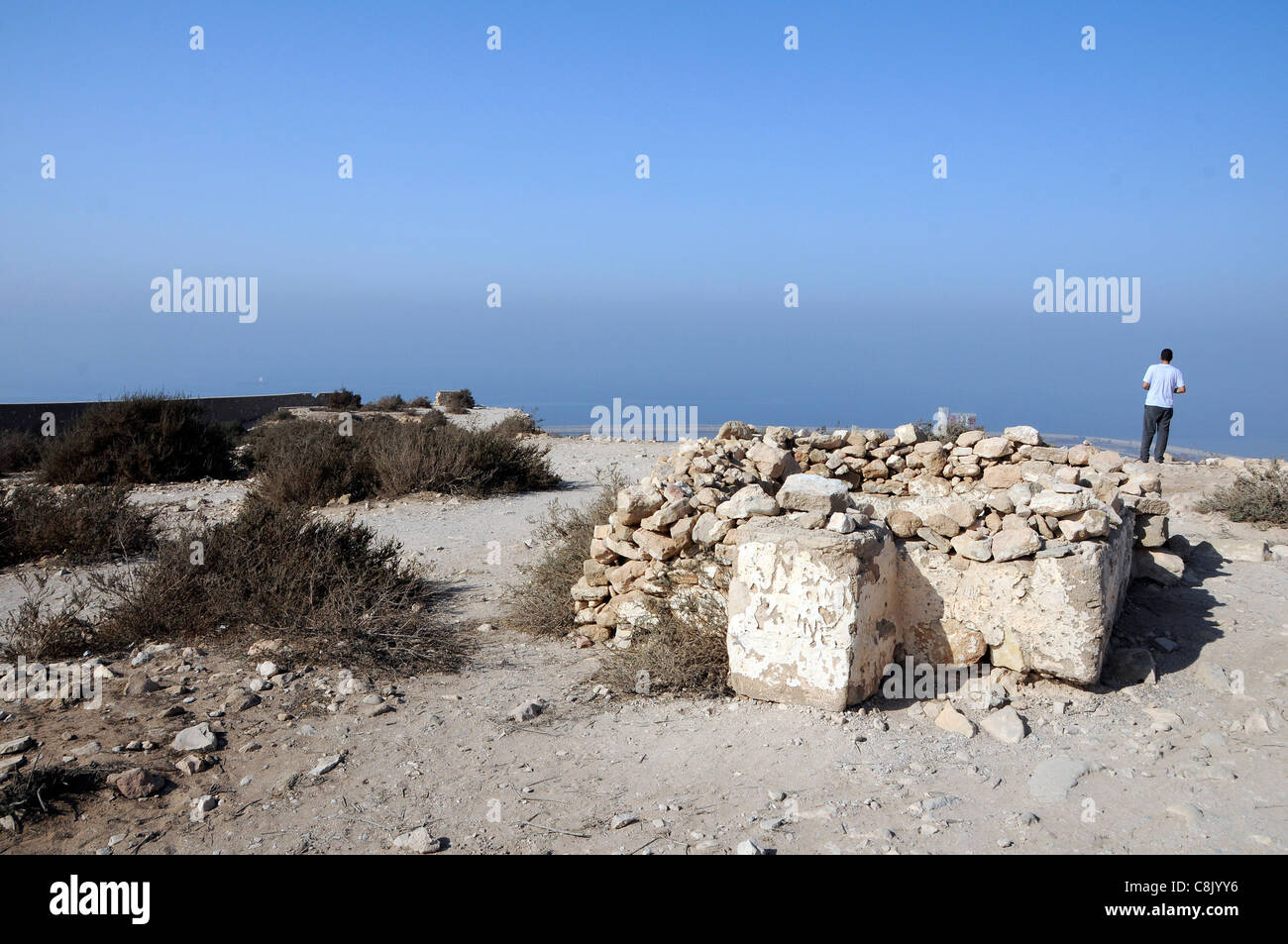 Marokkos alte Kasbah von Agadir liegt auf einer Anhöhe nahe der modernen Stadt. Es wurde durch ein Erdbeben dem Erdboden gleichgemacht; nur Ruinen erhalten sind. Stockfoto