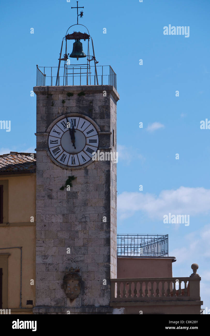 Uhr/Bell Turm Detail Chianciano Terme, Umbrien, Italien. Stockfoto