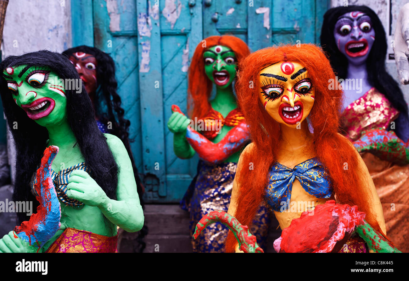 Verschiedene Ausdrücke "Göttin Kali" Anhänger Stockfoto