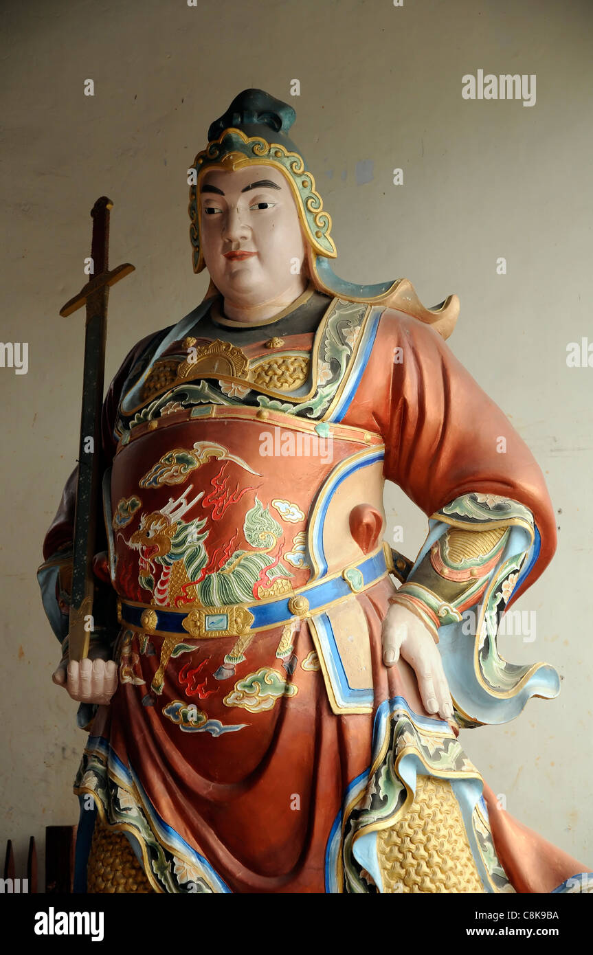 Chinesischer Krieger, Stadt Gottes Tempel, Zhengzhou, Provinz Henan, China Stockfoto