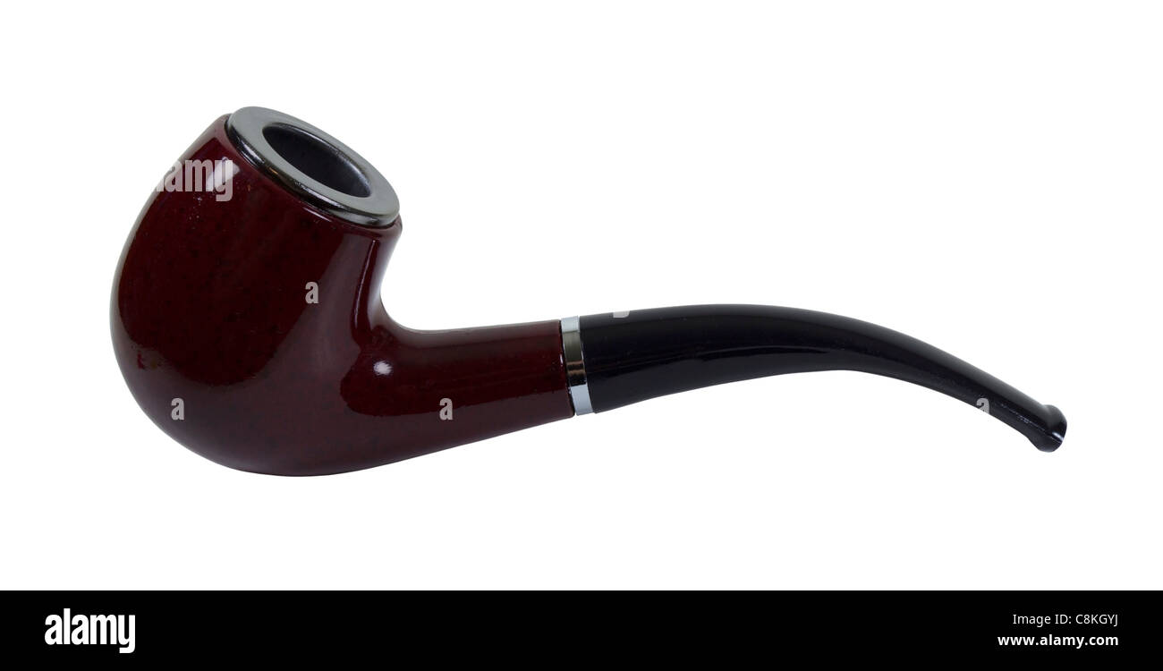 Einfache hölzerne Pfeife mit Metallbehälter - Pfad enthalten Stockfoto