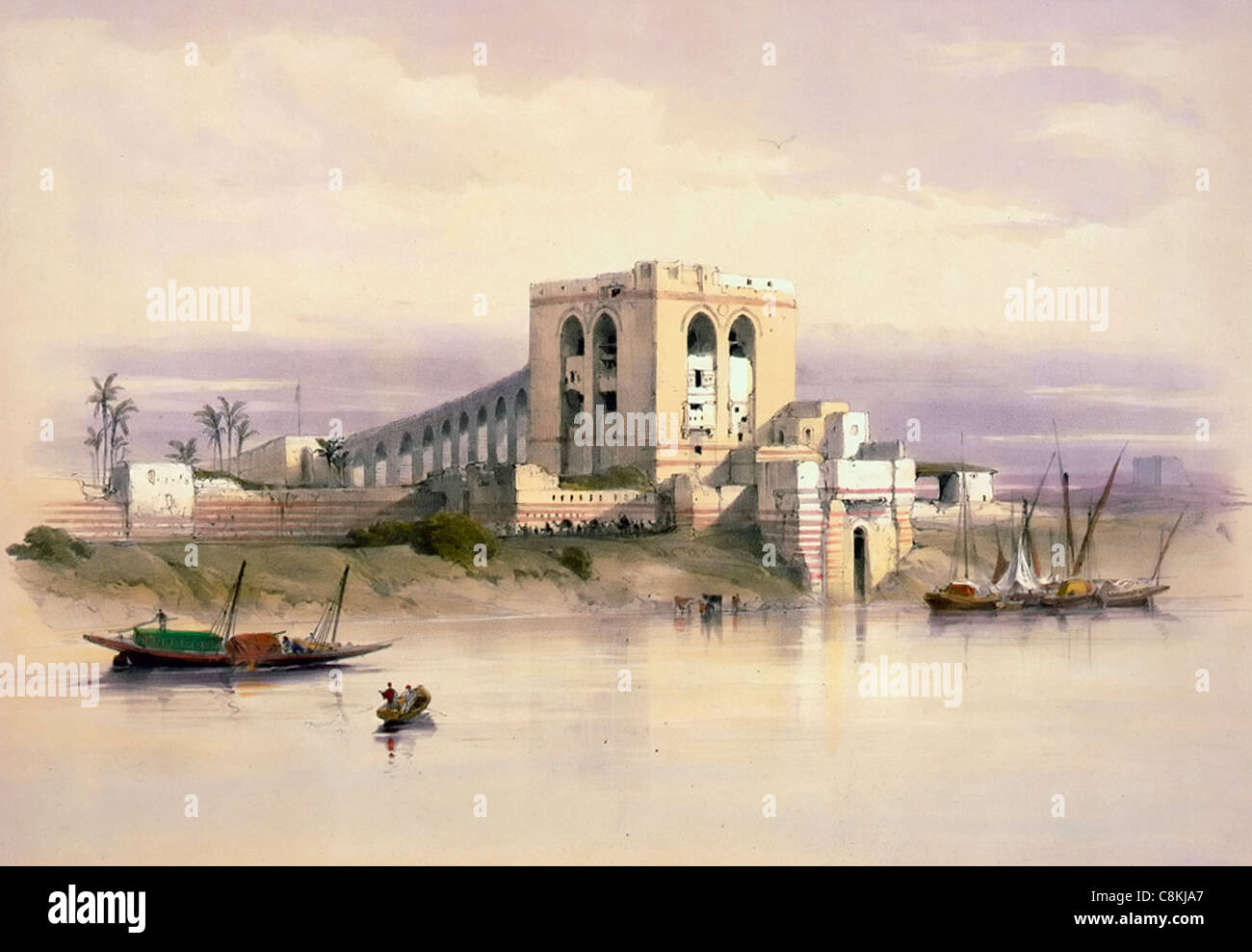 Das Aquädukt des Nils von der Insel Rhoda. Kairo, Ägypten ca. 1849 Stockfoto