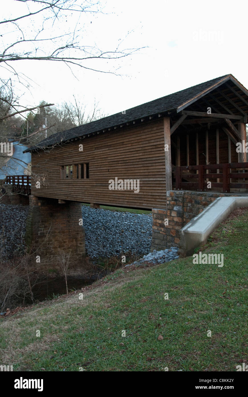 Harrisburg gedeckte Brücke, Sevier County, TN Stockfoto