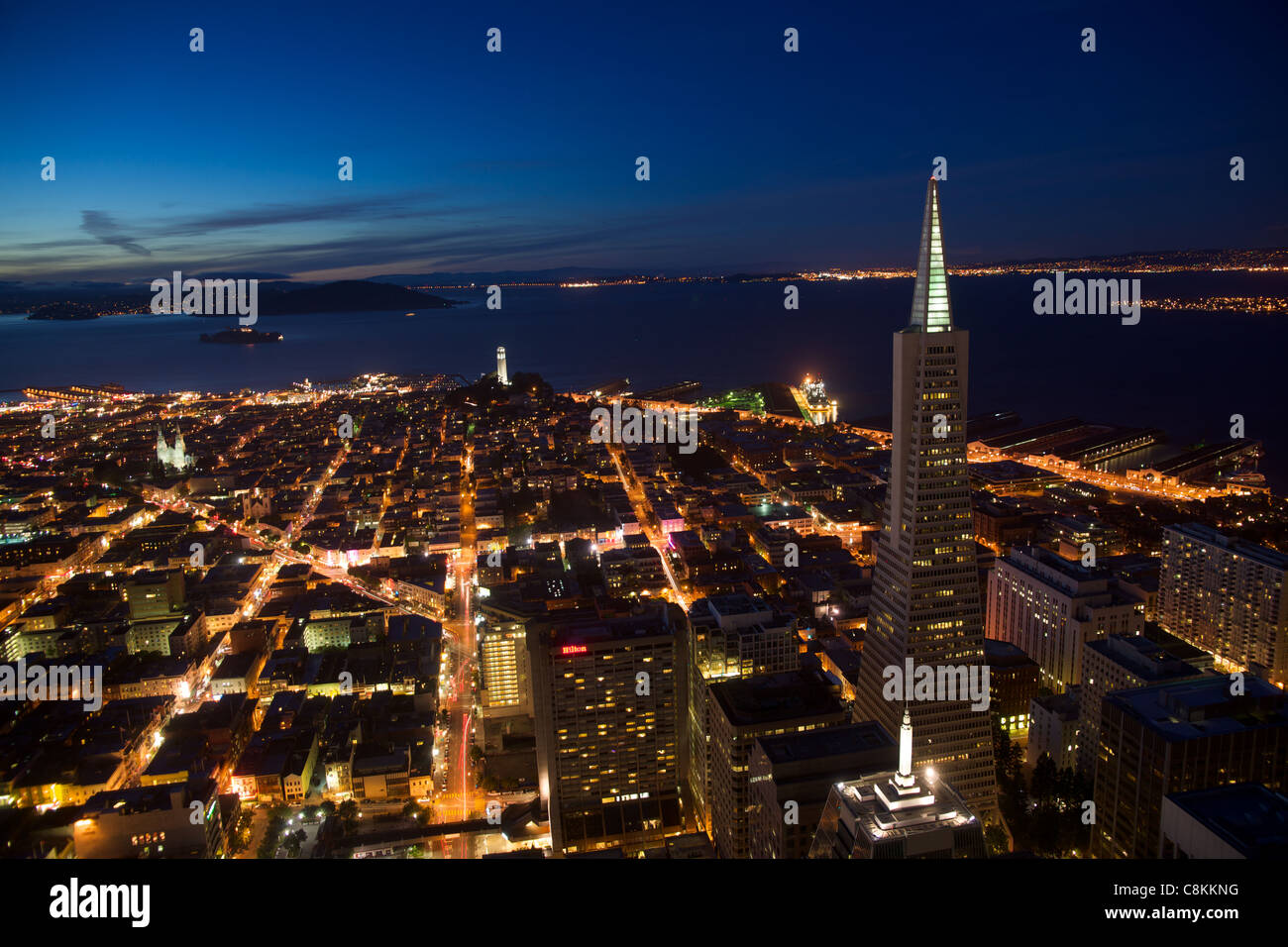 Dämmerung Vogelperspektive von San Francisco Stockfoto