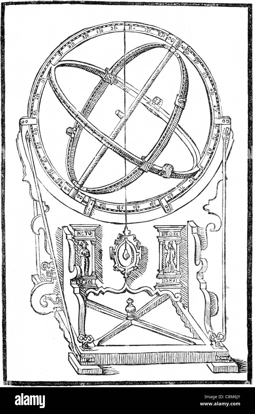 alten Astrolabium optische Teleskop Beobachtung Astronomie Astrologie Wissenschaft natürliche wissenschaftliche Astronom himmlischen Sterne Planeten Stockfoto