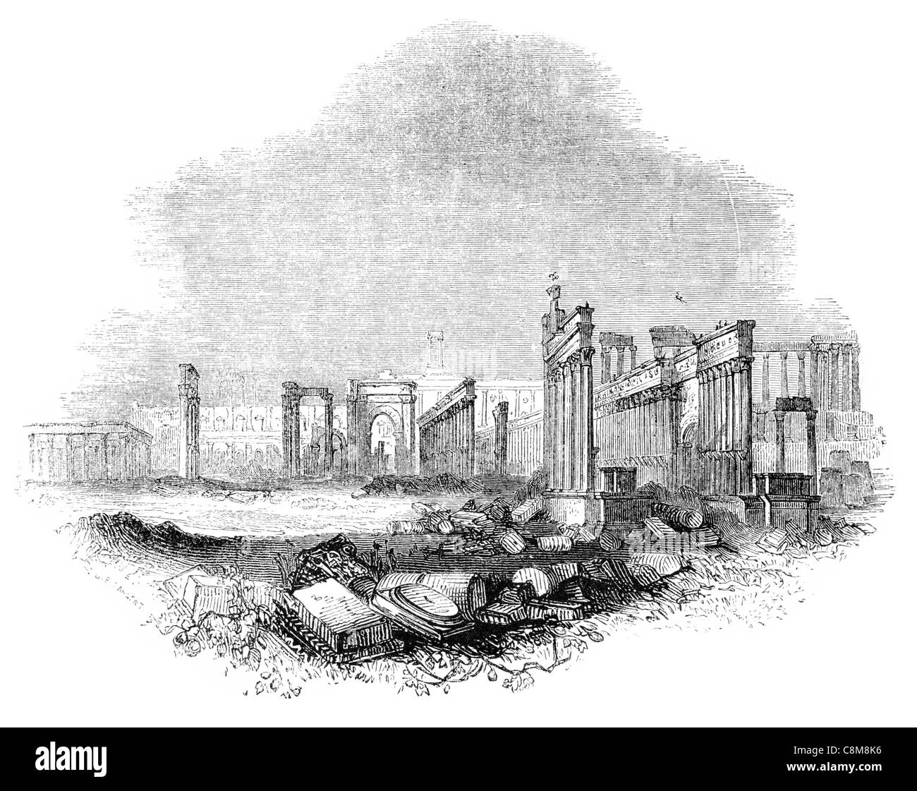 Ionische Säulen Spalte Säule korinthische Bogen Ruine Ruinen zerstörten archäologischen Archäologie Website touristische Attraktion Tourismus Stockfoto
