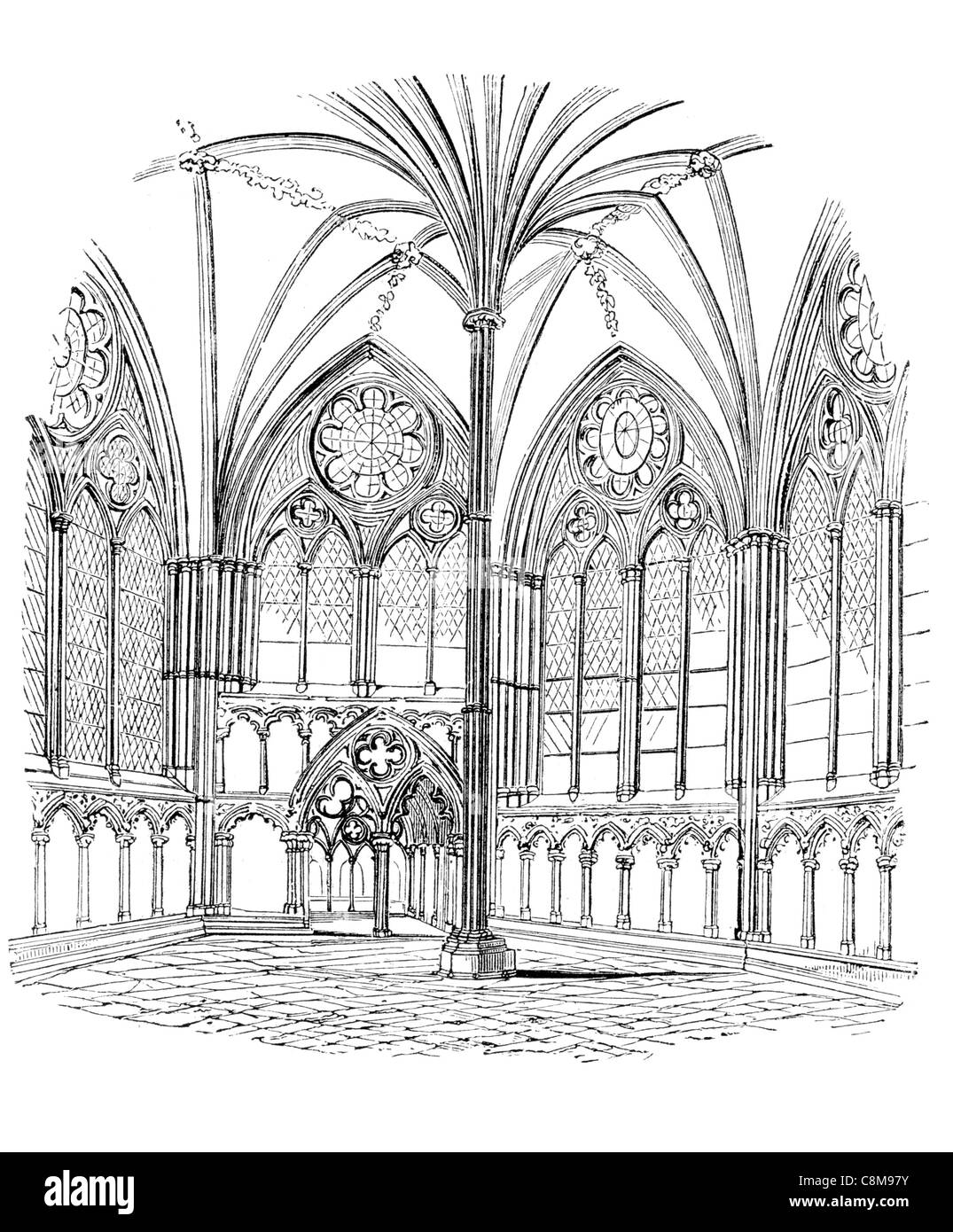 Kapitelsaal Salisbury Kathedrale Jungfrau Maria anglikanischen England Kirche Säule William Burges Magna Carta Stockfoto