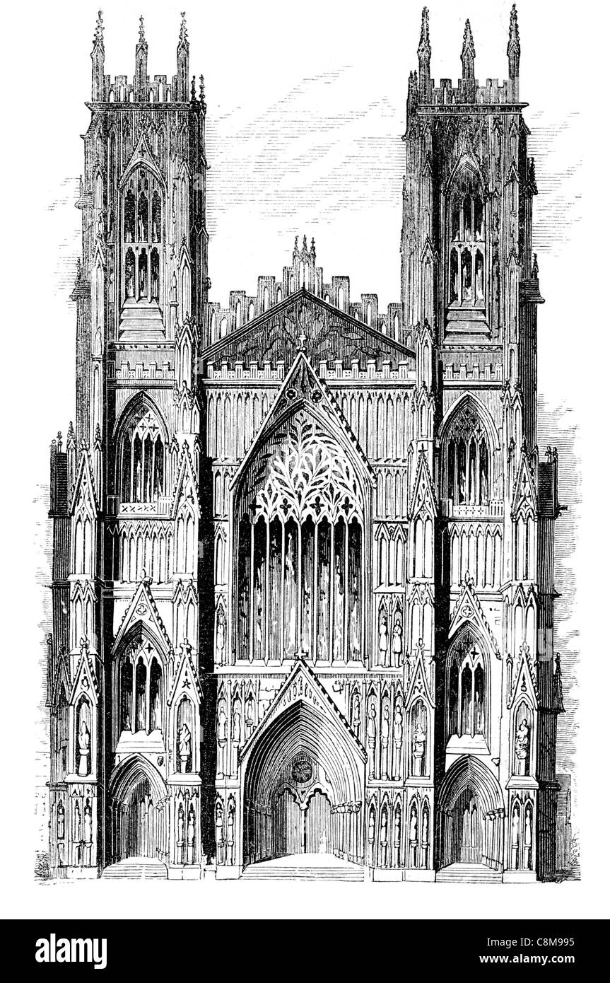 Westen vorderen York Minster gotische Kathedrale Erzbischof Kirche Anglo Katholizismus Marienkapelle großen Ostfenster Stockfoto