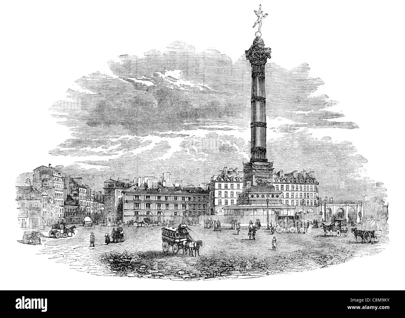 Juli Säule Colonne de Juillet Denkmal Revolution 1830 Place De La Bastille Paris Trois Glorieuses drei glorreiche Charles X Stockfoto