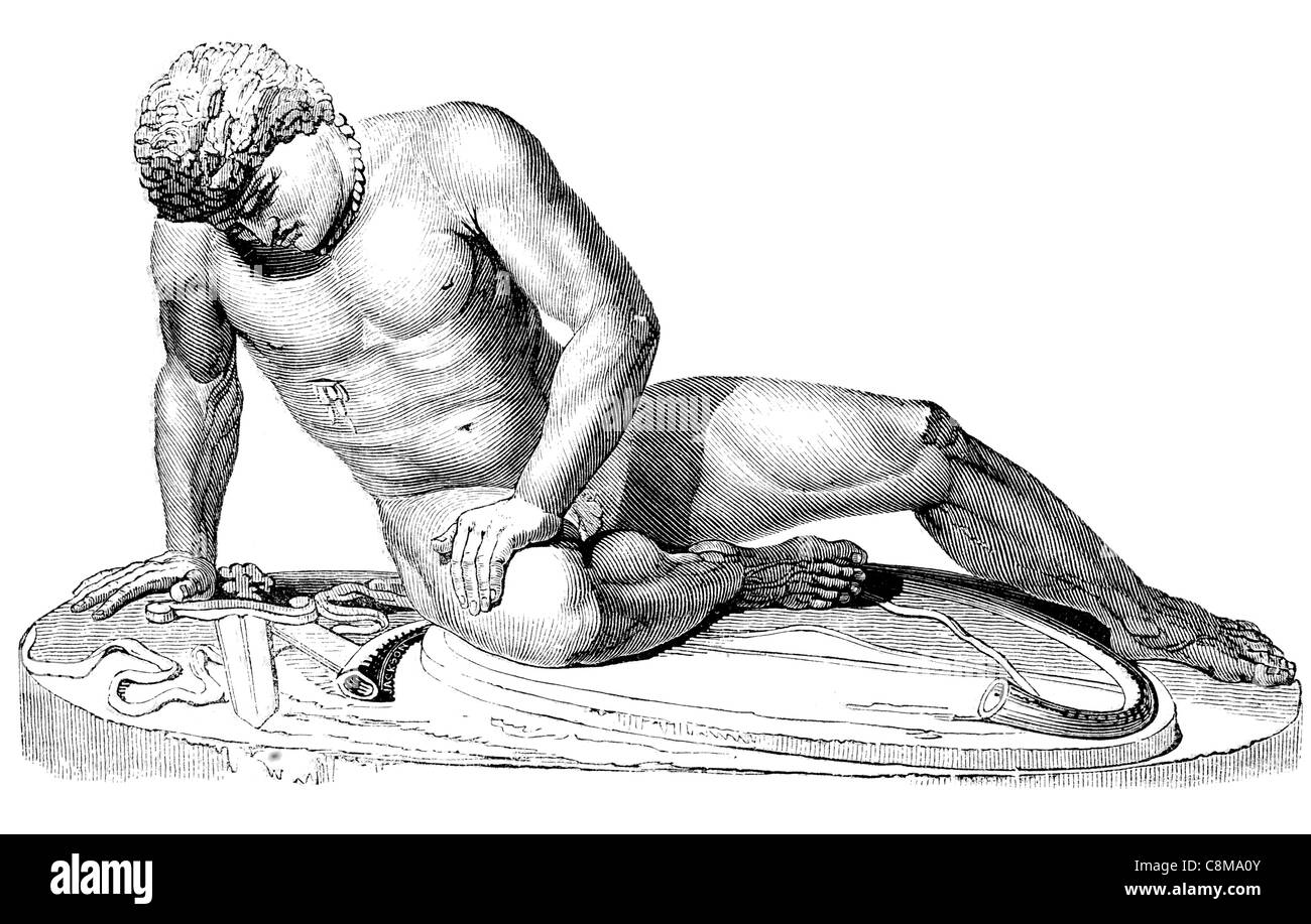 Gladiator Rom sterben bewaffnete Kämpfer römische Republik Empire gewalttätigere Gladiatoren kämpfen Helden Krieger Schwert Dolch Statue Besetzung Stockfoto