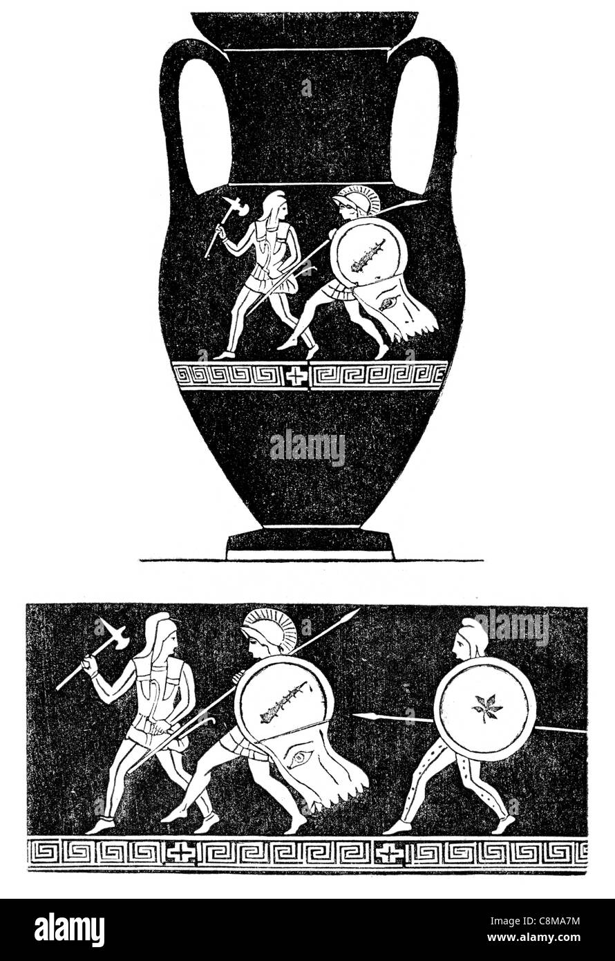 Pompeji Vase Miniatur Glas Luxus Ätzen, alte römische Kunst Keramik Schiffes schnitzen Stockfoto