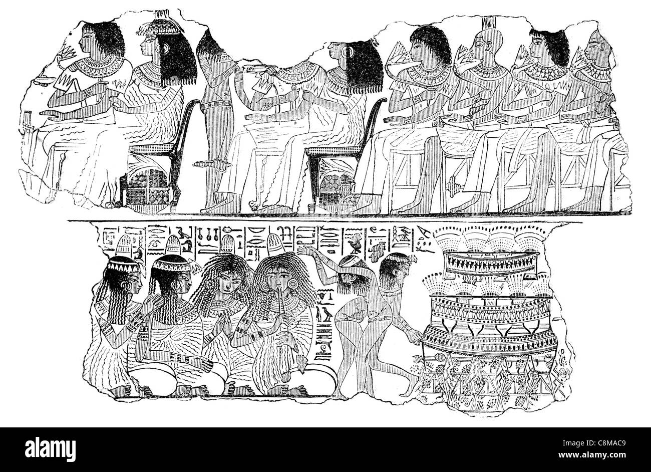 Ägyptische Unterhaltung ägyptisch Ägypten British Museum Sammlung Sir Hans Sloane Archäologie Archäologin alte Steinschnitt Stockfoto