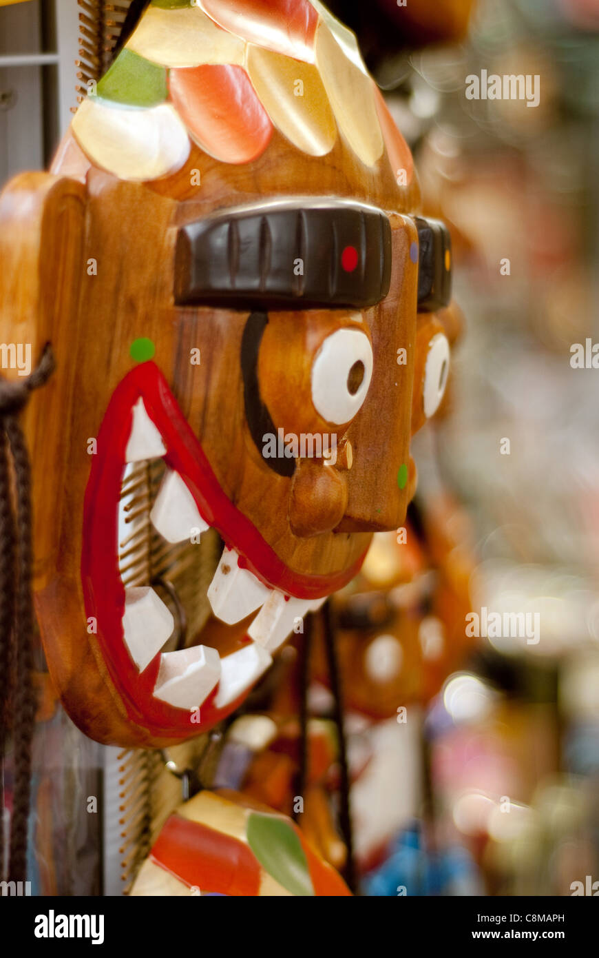 Traditionelle koreanische Masken in Insadong Bereich in Seoul. Stockfoto