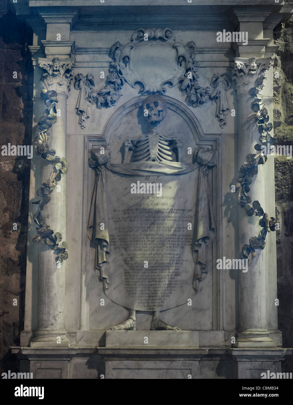 Warburton Skelett Denkmal, St. John, Chester Stockfoto
