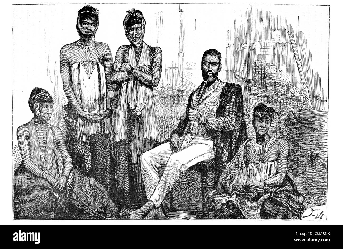 Mgolombane Sandile Chief Ngqika Gaikas König Rharhabe Stamm Xhosa Nation Cape Xhosa Frontier Wars Krieg Axt 1847 Stammes-Frauen Stockfoto