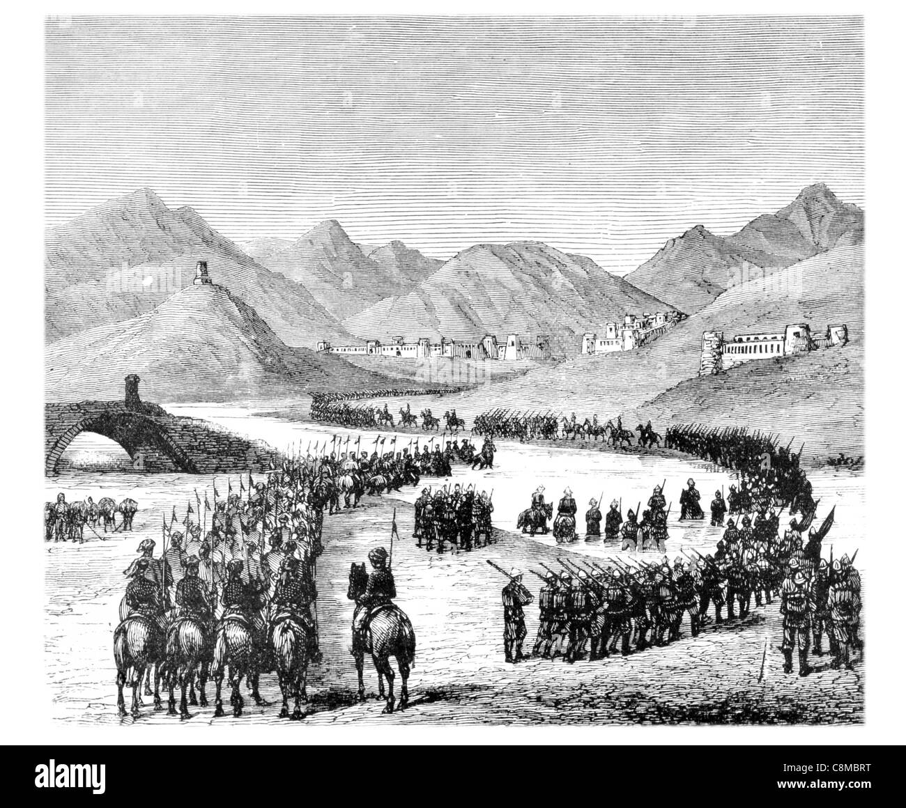General Ross Abteilung Überquerung des Logar-Flusses auf dem Weg zum Sir Donald Stewart War Konflikt Kampf Kampf Kampf Kampf treffen Stockfoto