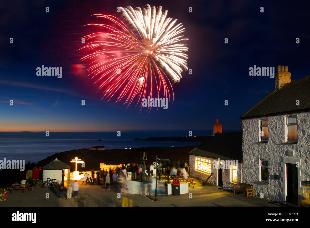 Feuerwerk; Lands End; Cornwall; UK Stockfoto