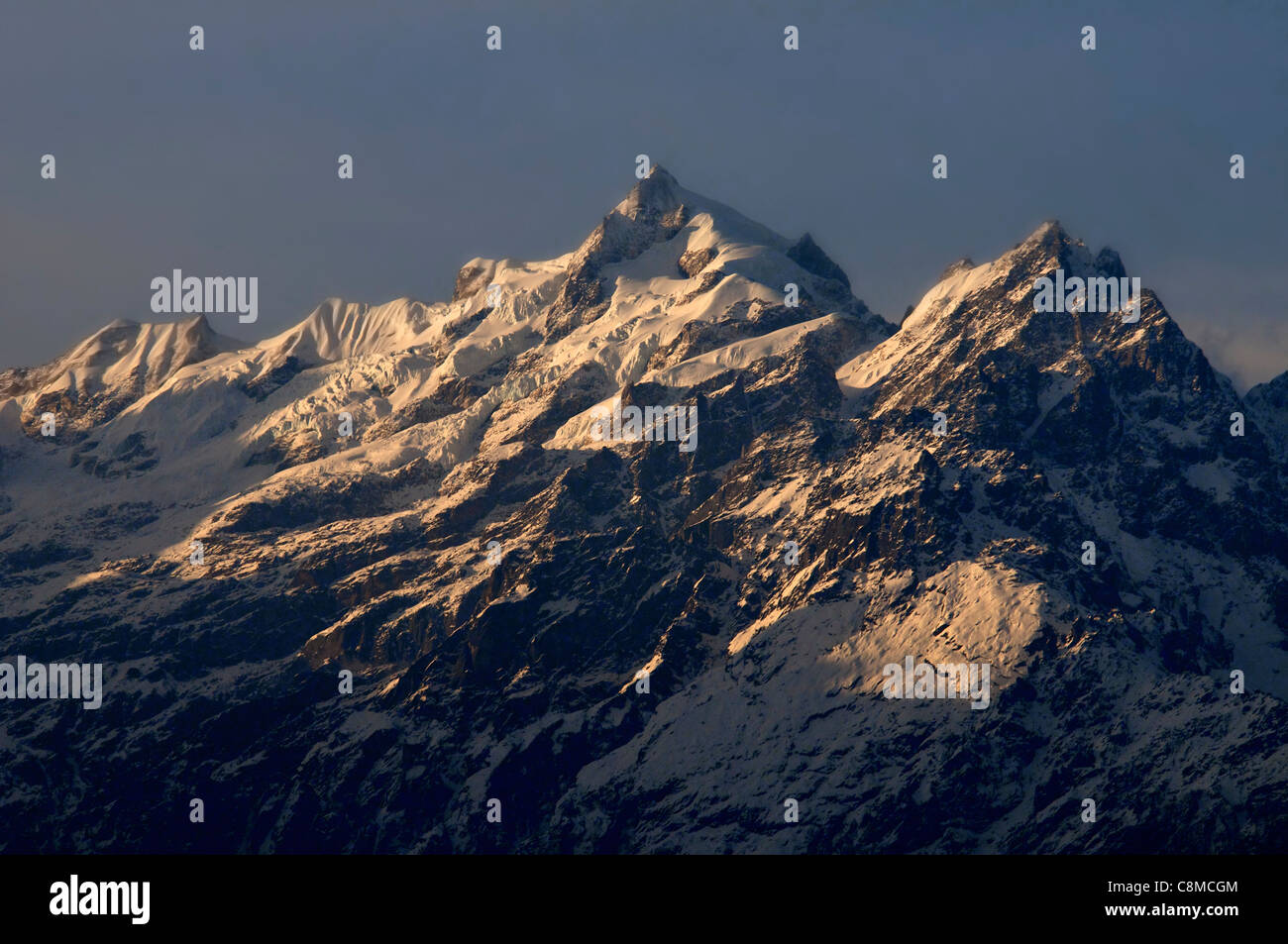 Peaks Kangchenjunga Palette im Abendlicht von Pelling Sikkim Indien Stockfoto